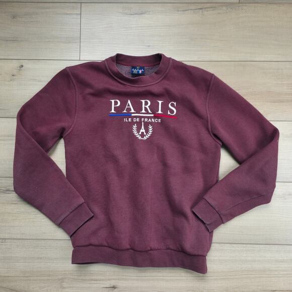 Paris Tour D'Or Ile De France Maroon Pullover Crewneck Sweatshirt Women Sz M - Picture 11 of 13